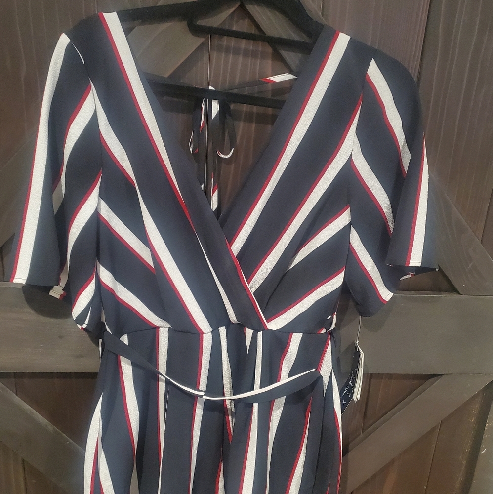 Jumpsuit red,black & white